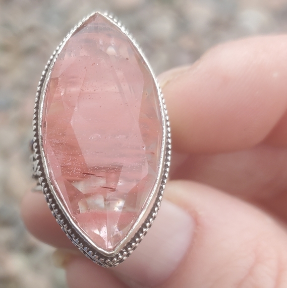 New Watermelon Quartz Crystal 925 Silver Ring. - Picture 10 of 16